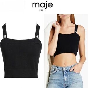 MAJE Button-embellished knitted cropped top sz 3 168$